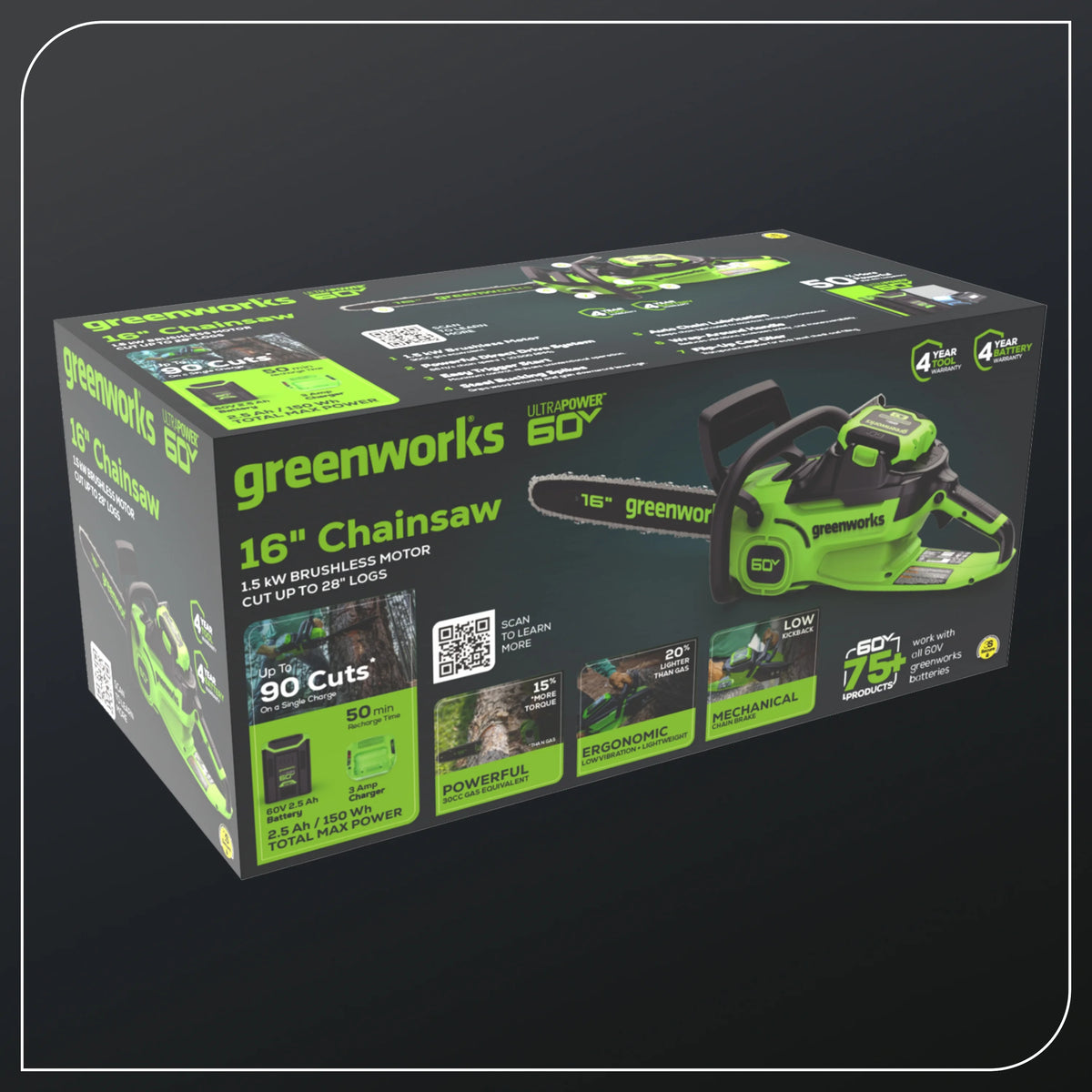 60V Brushless Chainsaw with 2.5 Ah Battery & Charger B86148