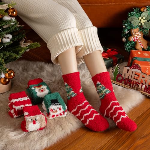 5 Pairs Fuzzy Socks V951818