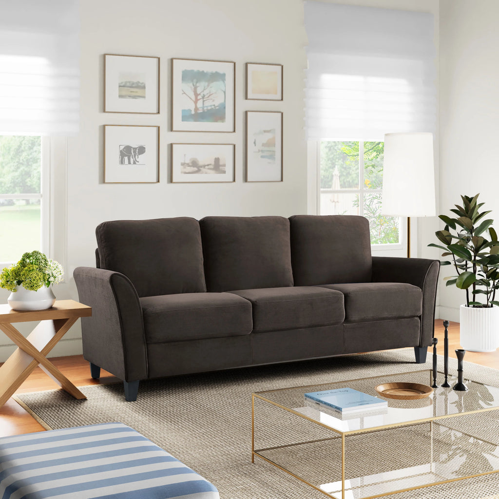 Gray Fabric Sofa with Curved Arms F26914