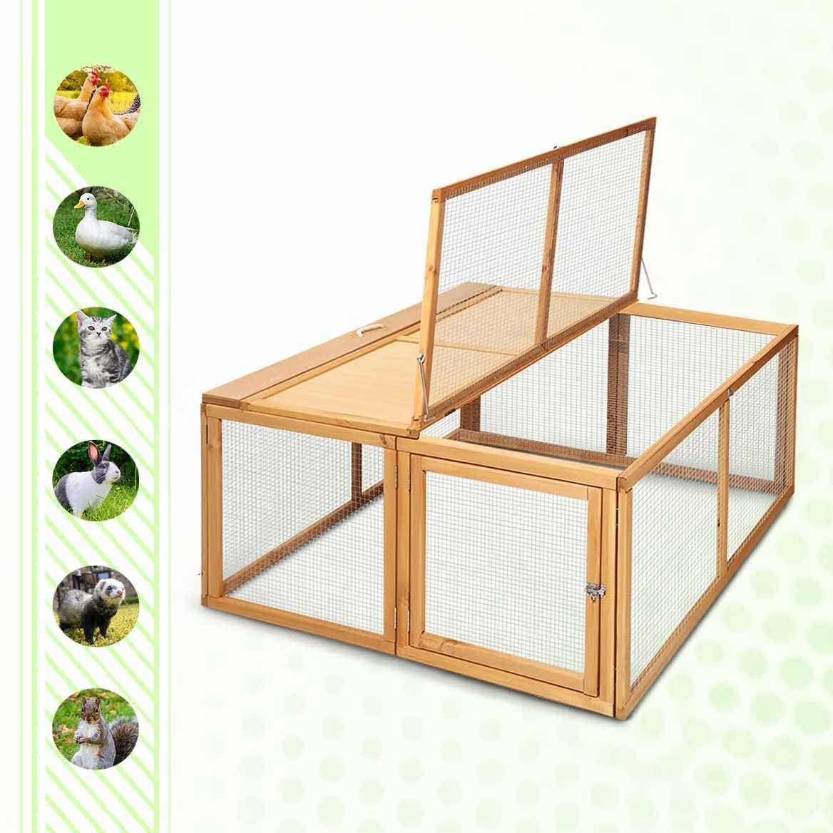 Wooden Chicken Coop Rabbit Hutch Small Animal Cage V1105