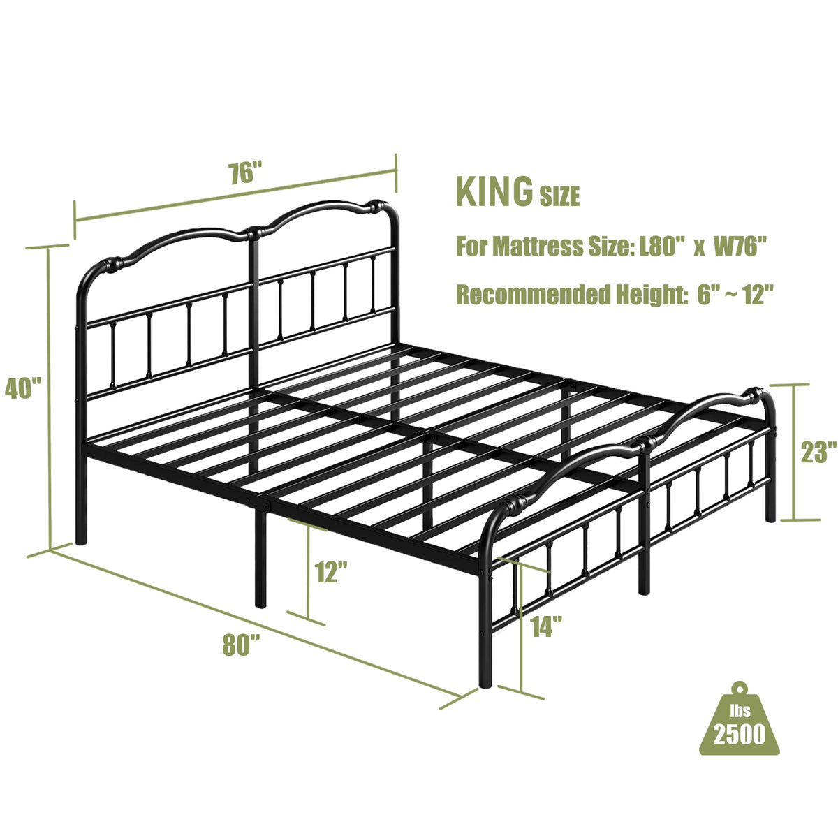 Queen Platform Bed Frame with Headboard and Footboard W1968
