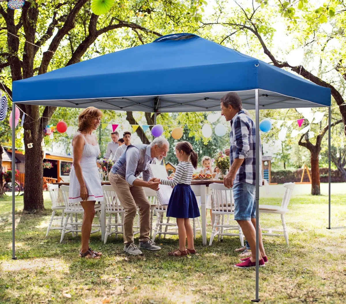 10' x 10' Blue Pop Up Canopy Tent with Wheeled Bag F8756