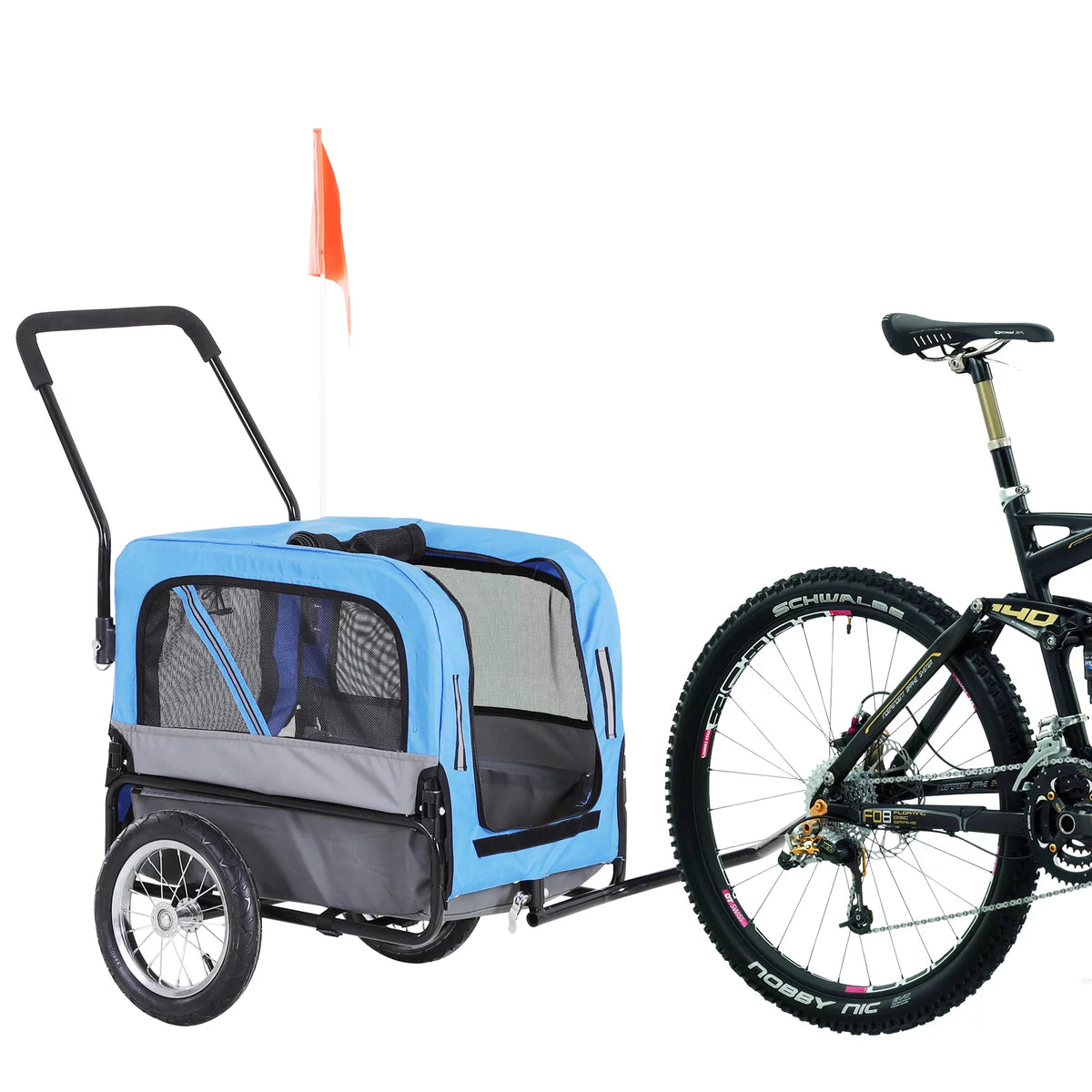 2-In-1 Dog Bicycle Trailer & Jogging Stroller with Swivel Wheels, Blue R921934