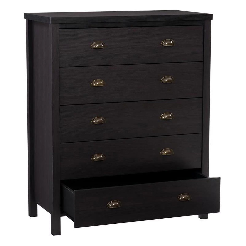 Black 5 Drawer Engineered Wood Dresser E35295
