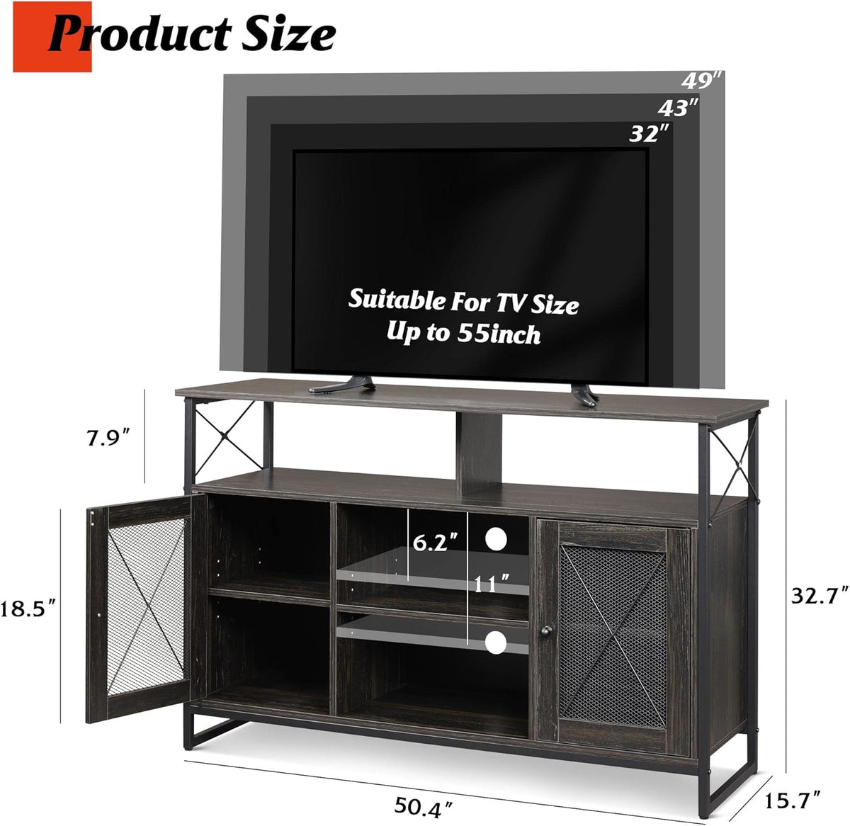 55 inch TV Stand with Storage Cabinet E490115