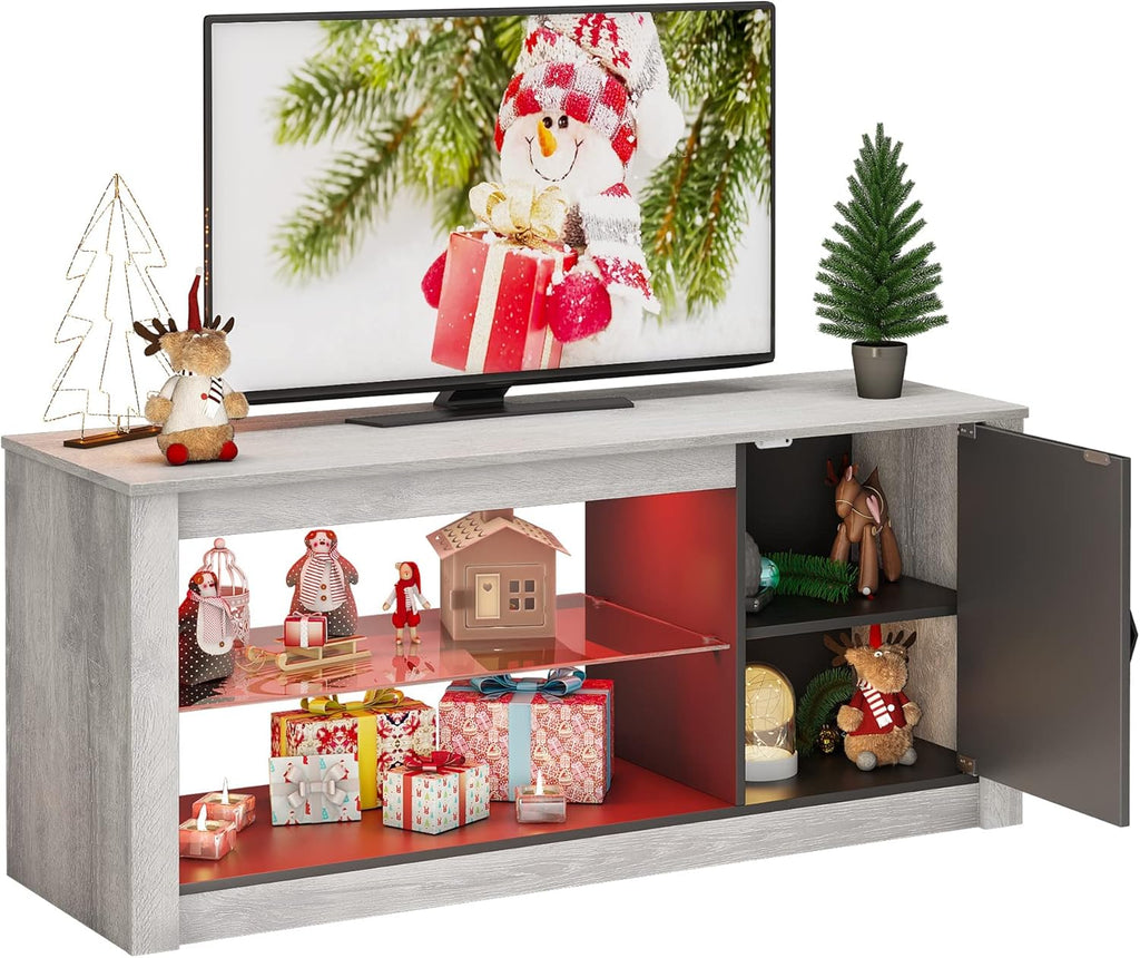 Rustic Brown 42 Inch TV Stand with Glass Shelf M64015