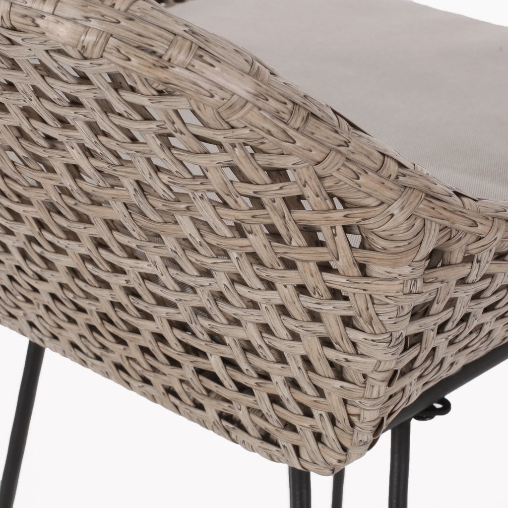 Wicker and Metal Outdoor Barstools with Cushion, Set of 4 C349064