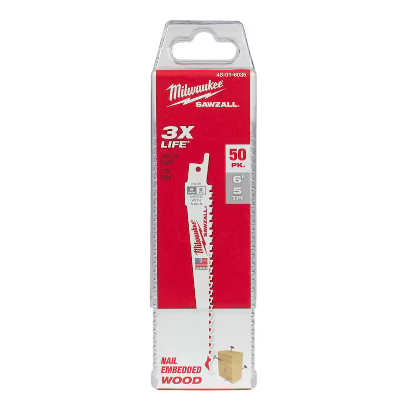 6 in. 5 TPI Reciprocating Saw Blades (50-Pack) J891729