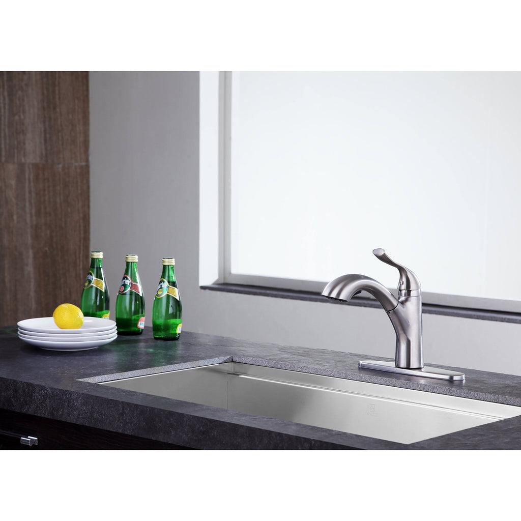 Brushed Nickel Single-Handle Pull-Out Sprayer Kitchen Faucet K304