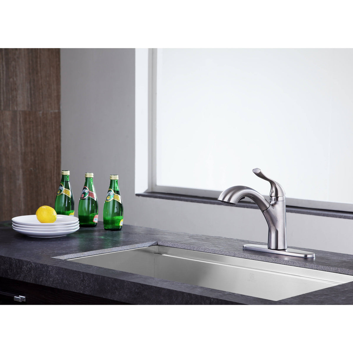 Brushed Nickel Single-Handle Pull-Out Sprayer Kitchen Faucet K304