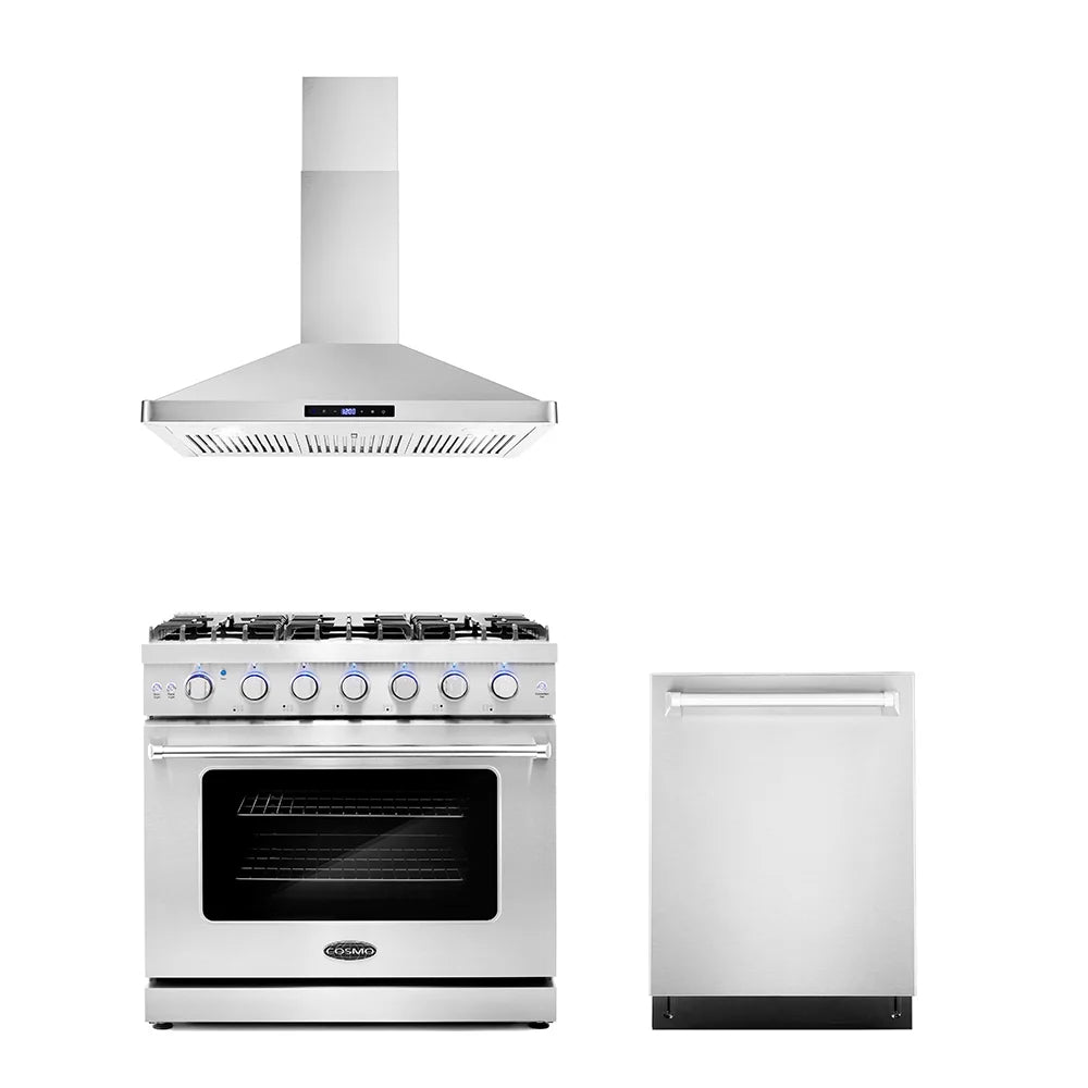 3 Piece Kitchen Appliance Package with Gas Range Range Hood and Dishwasher I8415