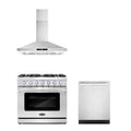3 Piece Kitchen Appliance Package with Gas Range Range Hood and Dishwasher I8415