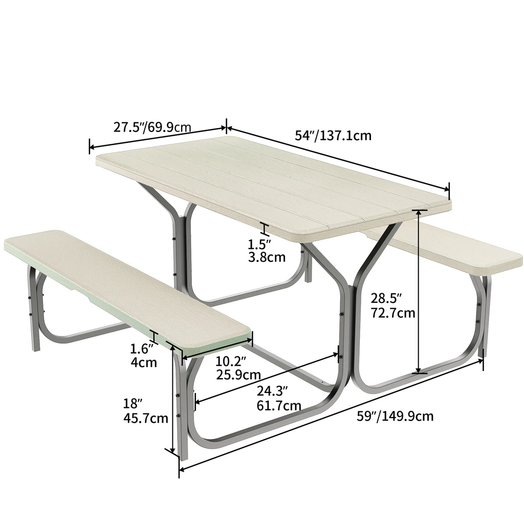 6 ft Picnic Table Bench Set with Umbrella Hole N2816