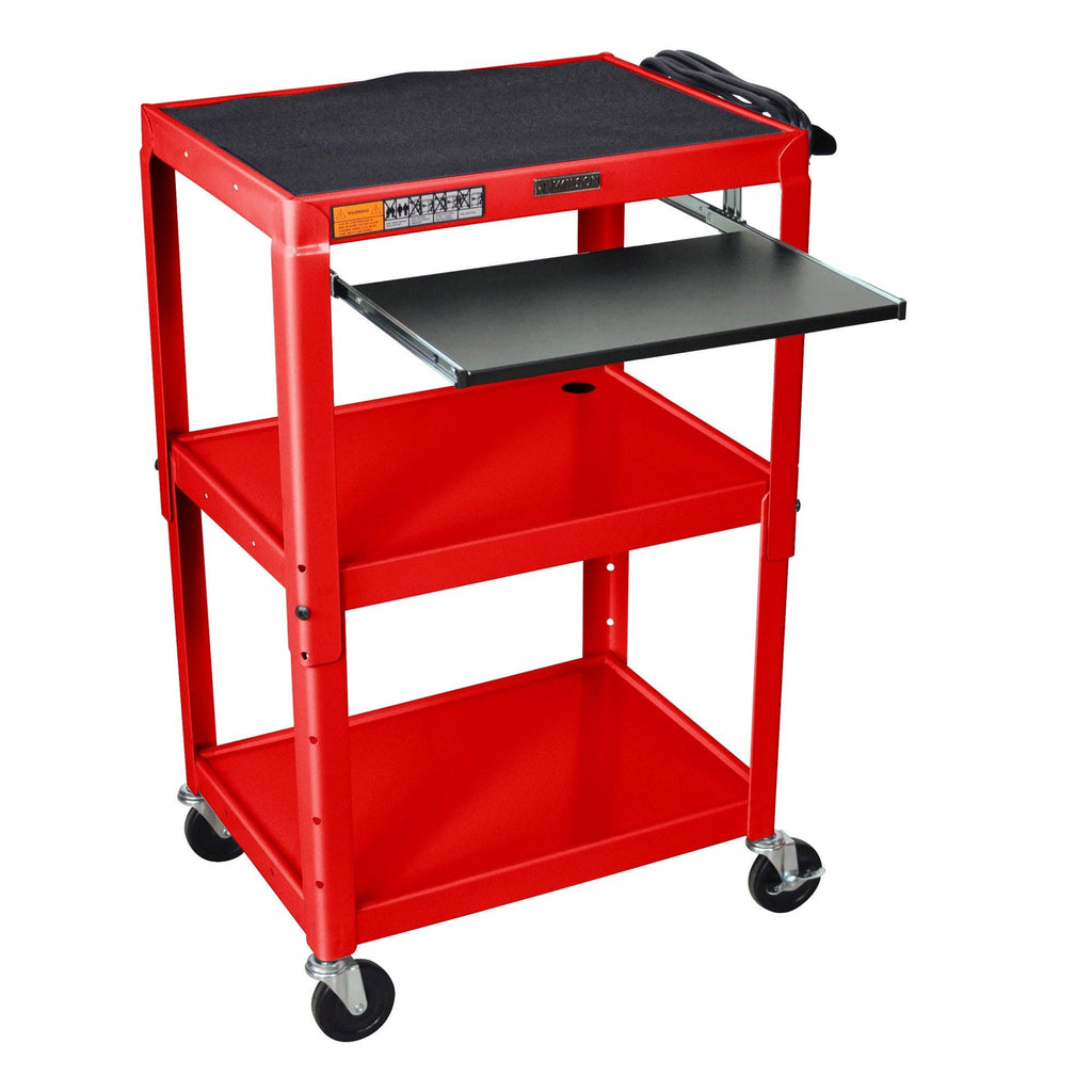 Adjustable Steel Utility Cart with Keyboard Shelf Yellow J526
