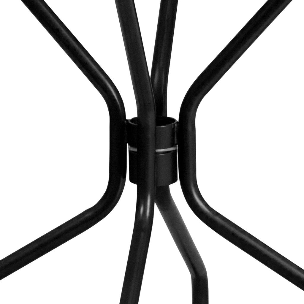 Round Black Indoor-Outdoor Steel Patio Table with Umbrella Hole P33165