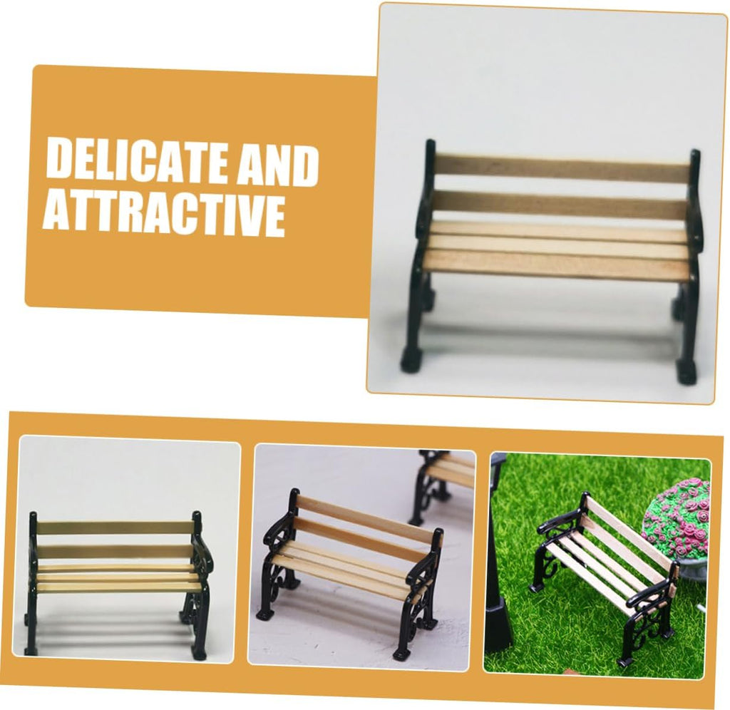 3pcs Mini Park Bench Doll Furniture Miniature Garden Decor L941