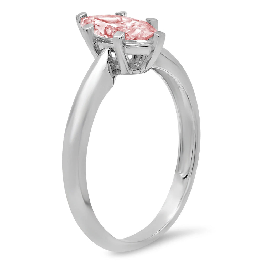 Pink Simulated Diamond Solitaire Ring N8349