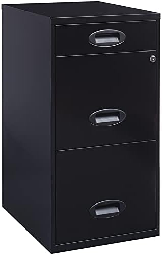 3 Drawer Metal File Cabinet with Pencil Drawer Black D862