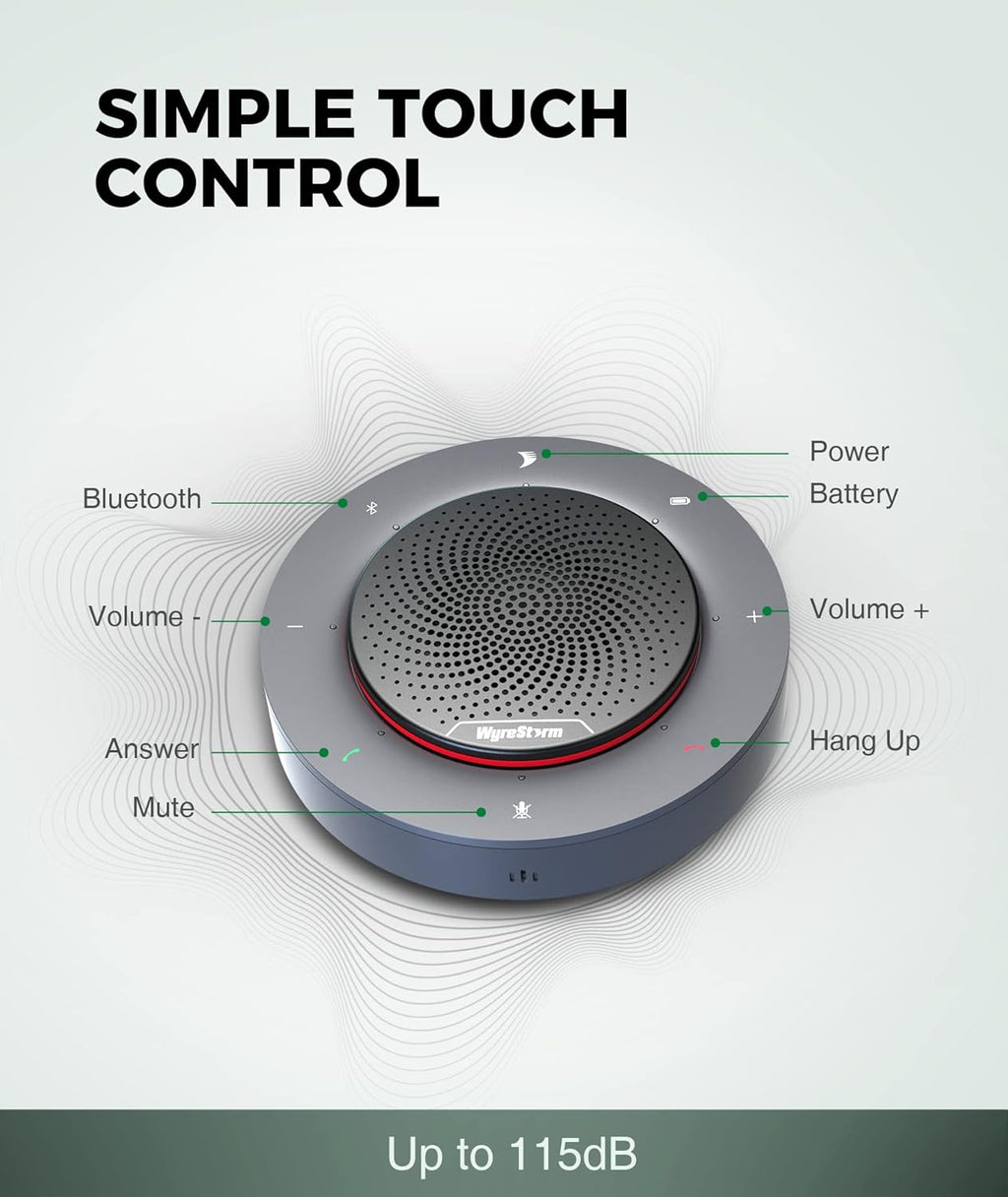 Portable USB & Bluetooth Conference Speaker with 4 Noise-canceling Mics W228863