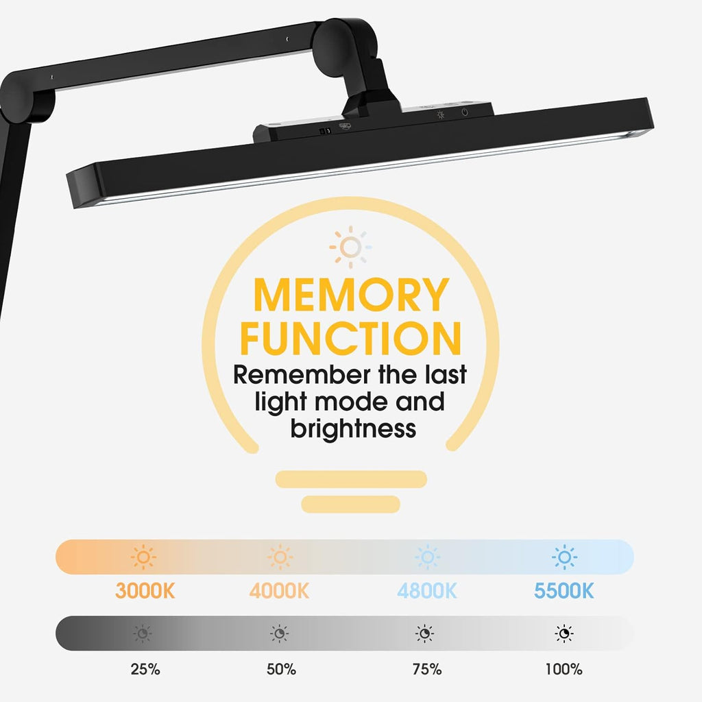 LED Desk Lamp with Clamp, Dimmable Swing Arm, 4 Color Modes C52426