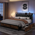 Black Full Size LED Bed Frame with 4 Storage Drawers B52623