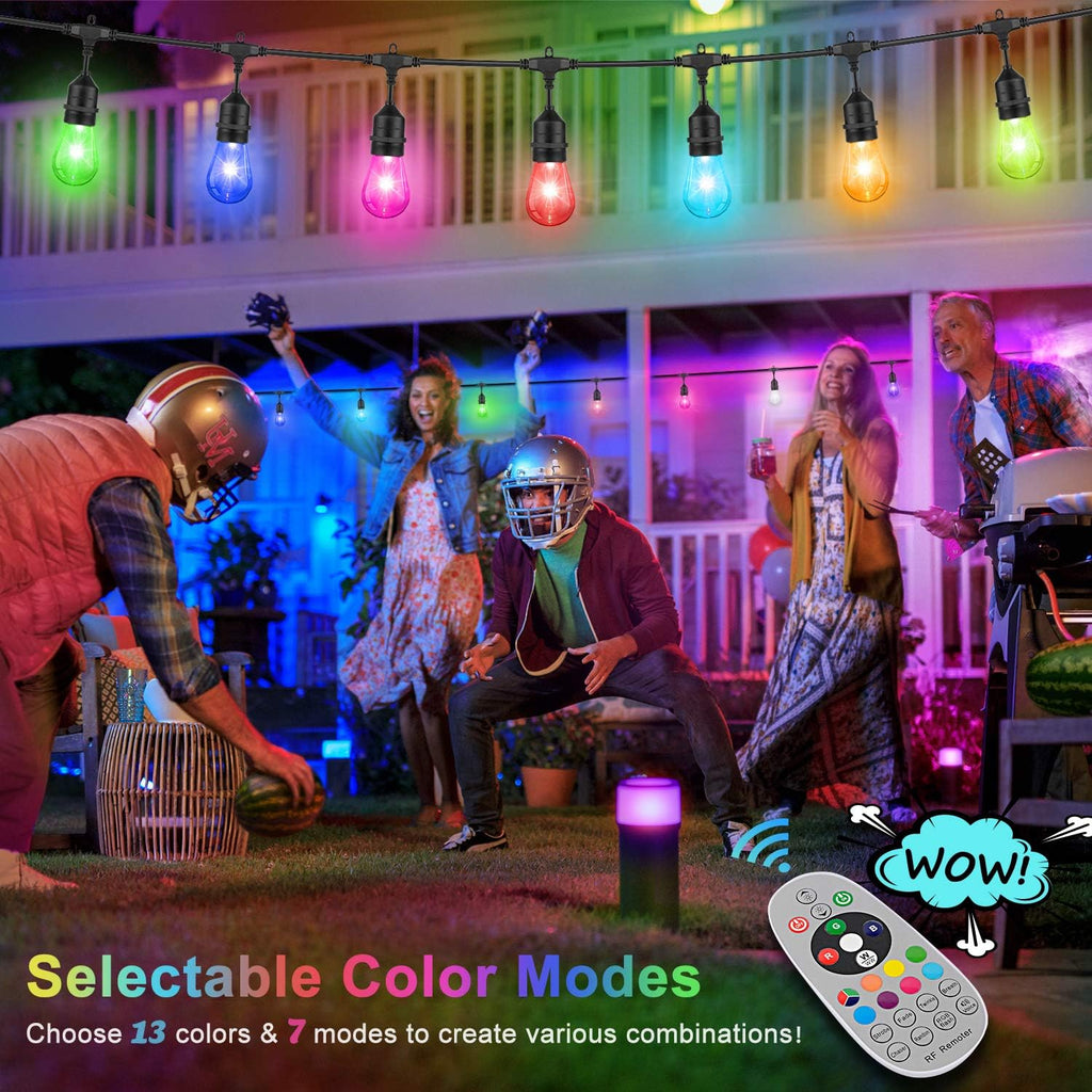 2-Pack RGB Outdoor String Lights with S14 Edison Bulbs 96FT L644248