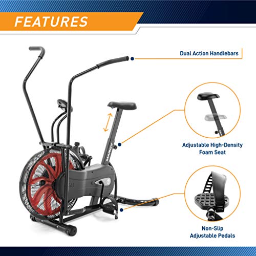 Air-Resistance Exercise Fan Bike With Dual Action Handlebars O3522