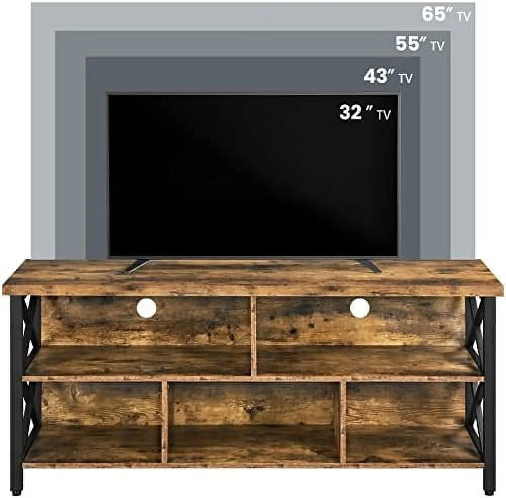 Industrial Wood and Metal TV Stand with Cabinet X371389