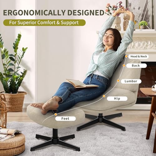 Dark Gray Swivel Accent Chair with Ottoman E858