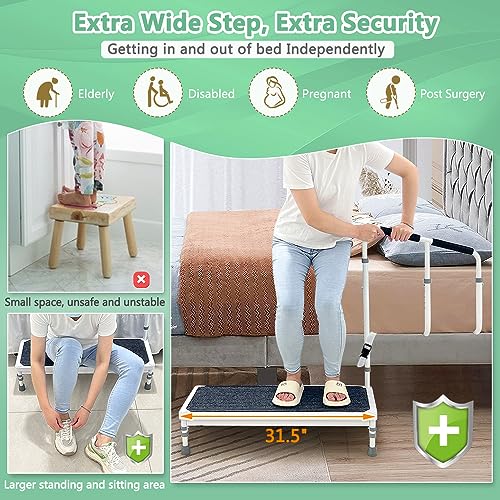 Bed Step Stool with Rail for High Beds - 400lb L846