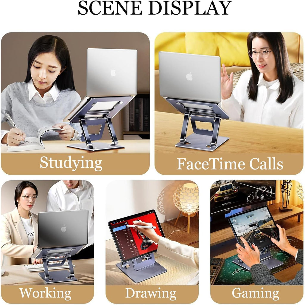 Adjustable Height Laptop Stand with Phone Holder, Foldable Laptop Riser U3610