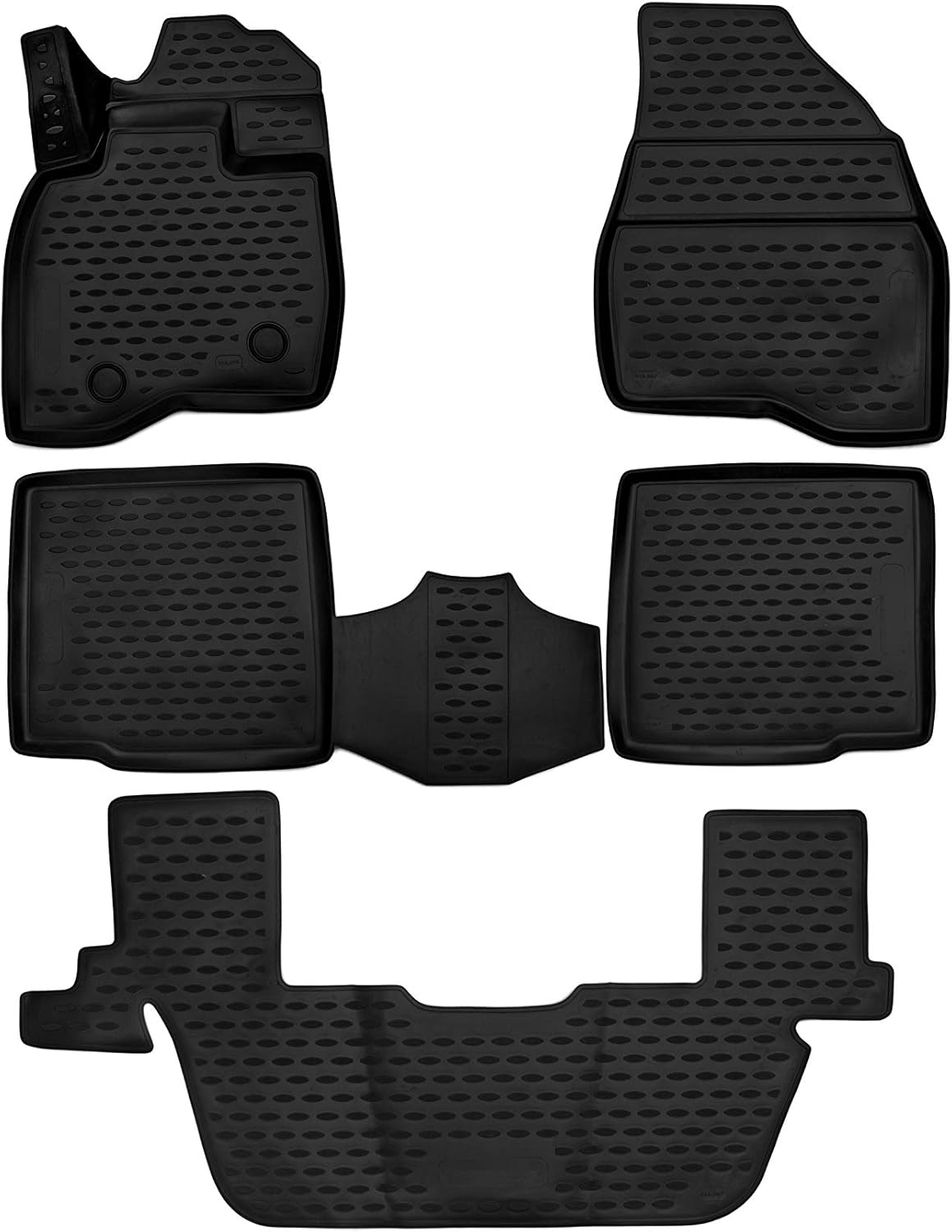 Black 3 Row Floor Mats Liner Set X129
