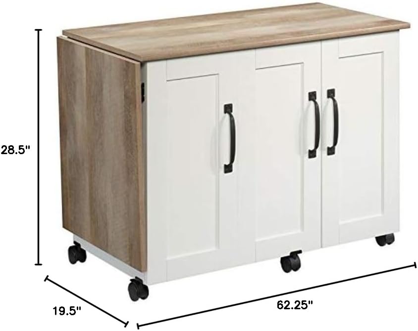 Contemporary Engineered Wood Sewing Craft Table in Soft White H537173