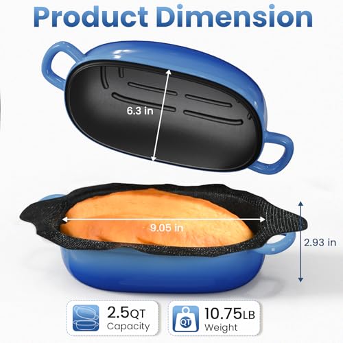 Blue Oval Cast Iron 2.5QT Dutch Oven with Lid L3675