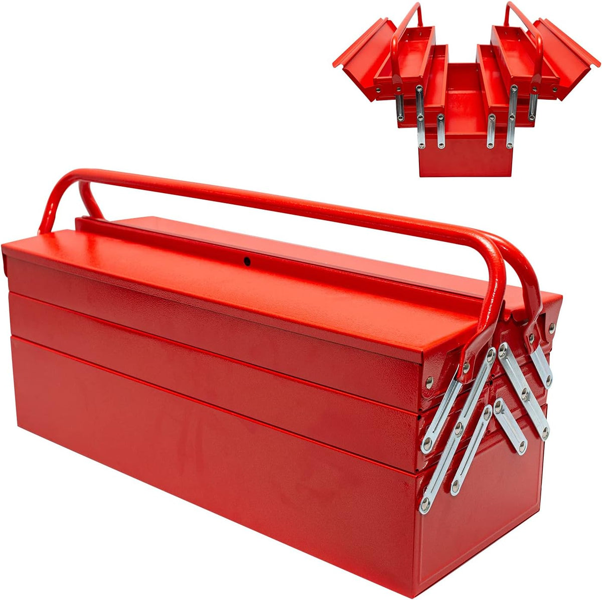 20-Inch 5-Tray Steel Tool Chest Cabinet Portable Metal Tool Box (Red) P534840