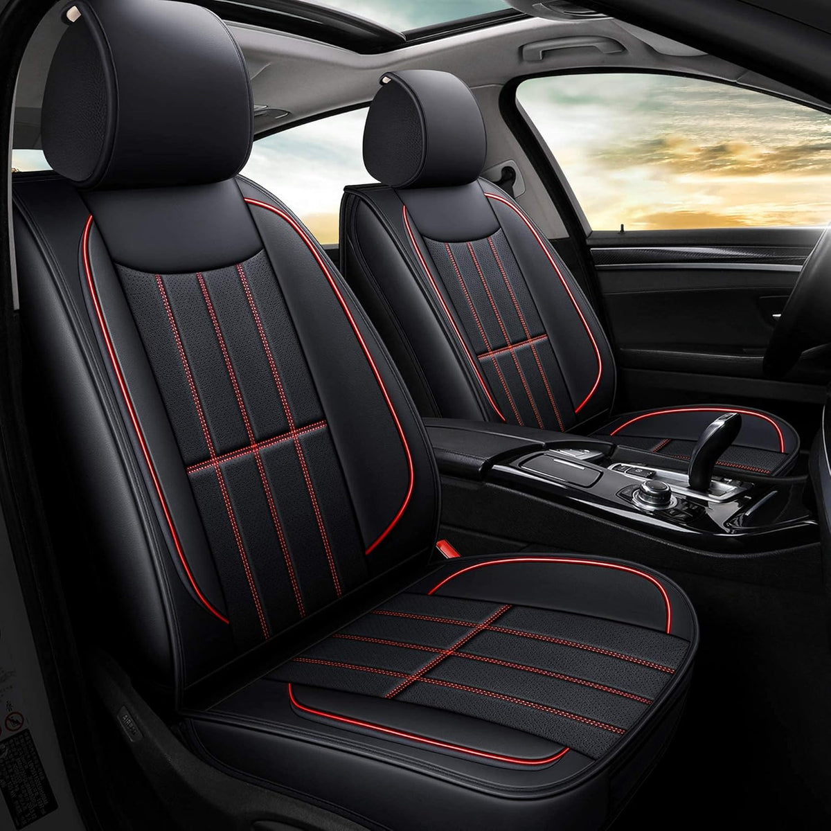 Leather Car Seat Covers, Universal Non-Slip Waterproof Full Set R51520