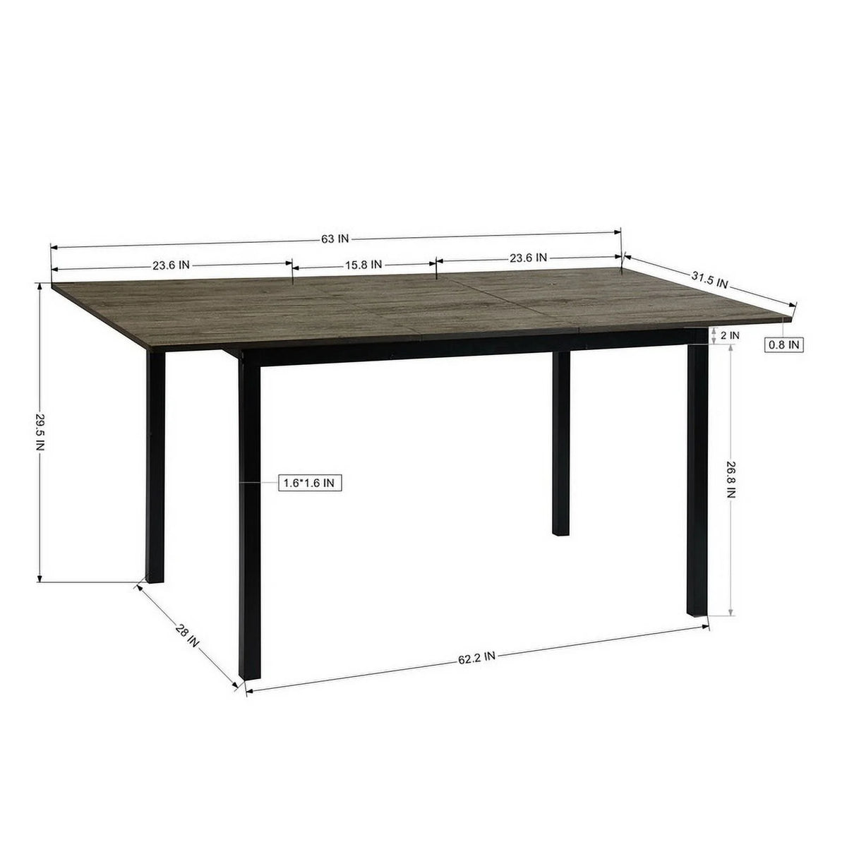 63" Extendable Dining Table with Self-Storing Leaf X26760