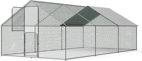 Large Walk in Metal Chicken Coop for 10 Chickens J689737