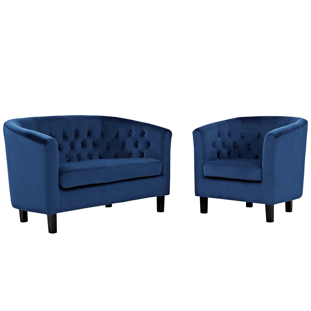 Navy Performance Velvet Loveseat and Armchair Set L454039