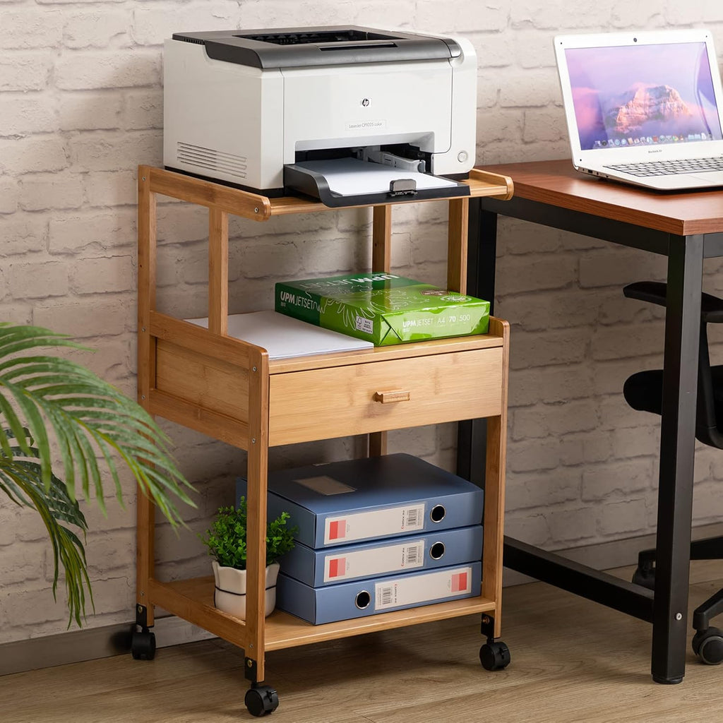 3-Tiers Mobile Printer Stand with Drawer V80983