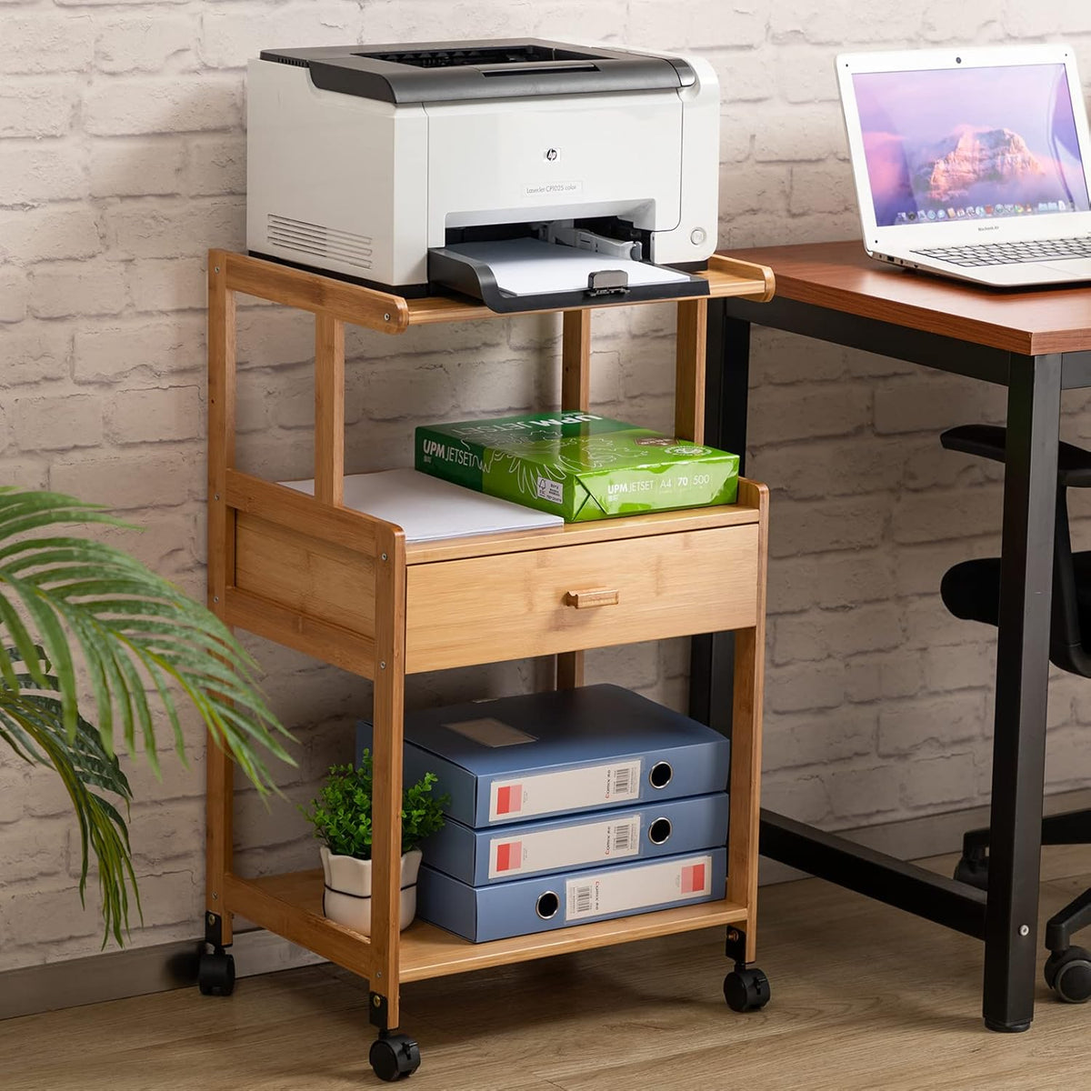 3-Tiers Mobile Printer Stand with Drawer V80983