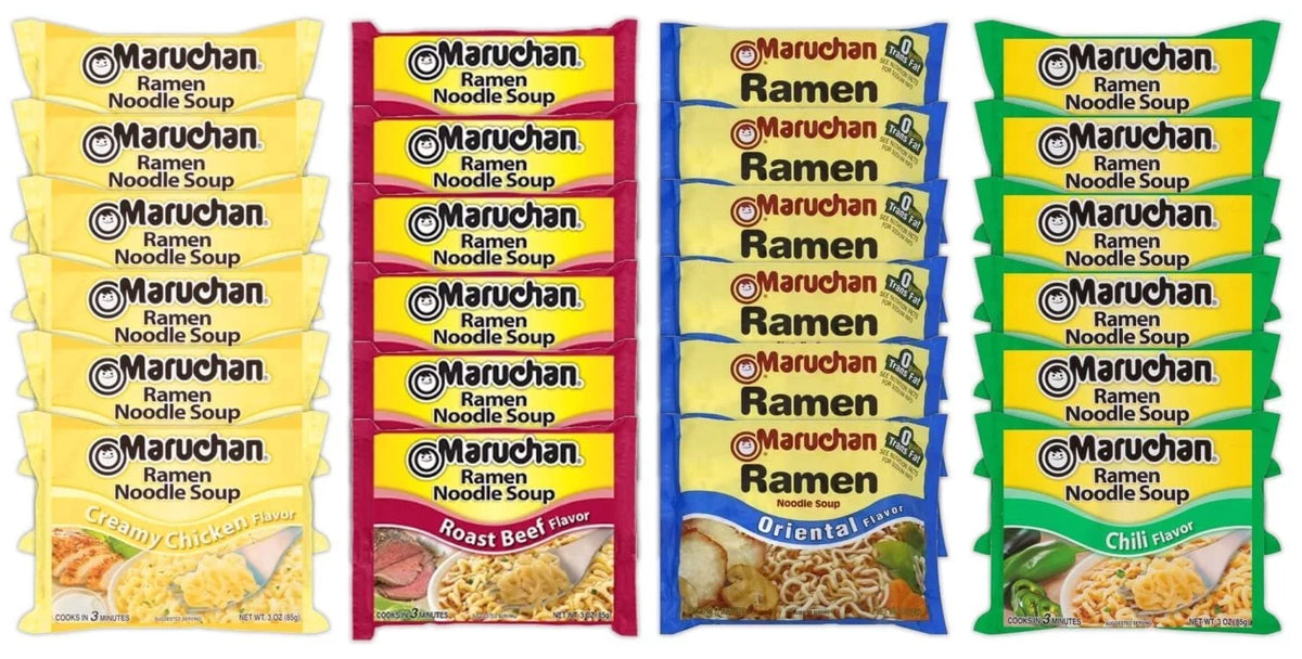24 Pack Instant Ramen Noodle Soup Variety Mix W98624