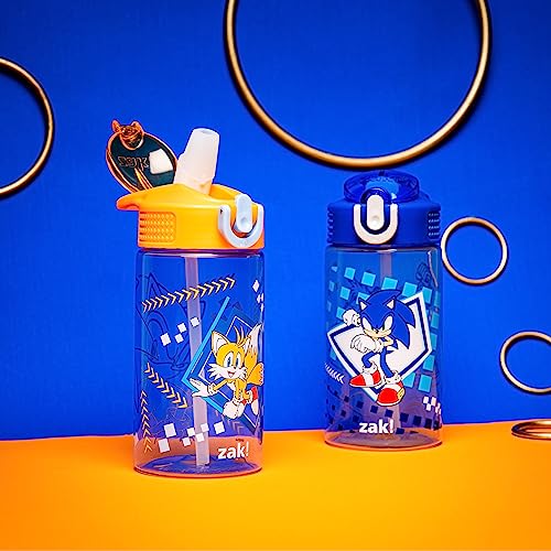 16 oz Pack of 2 Plastic Kids Water Bottle with Spout Cover and Carrying Loop N804