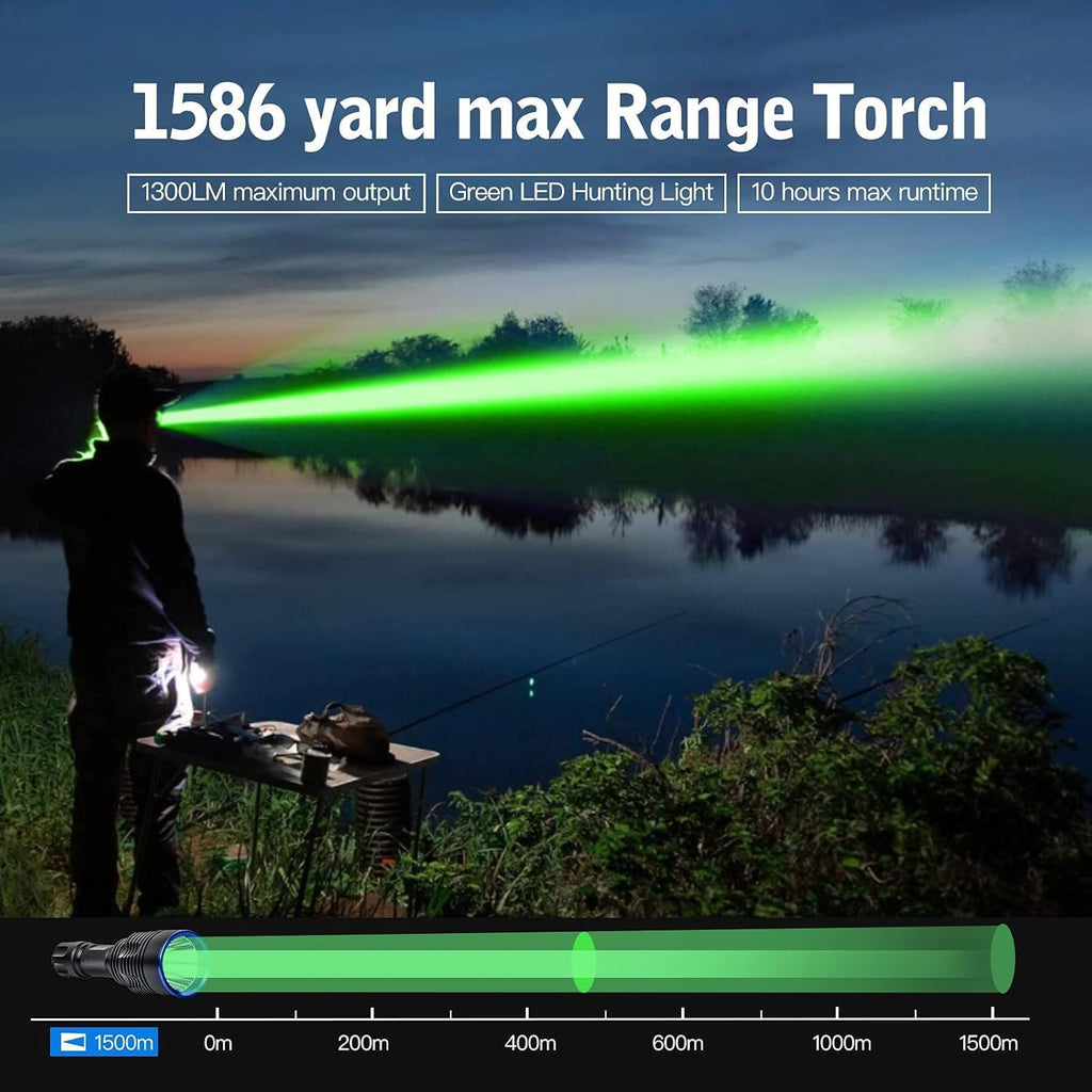 Green Tactical Flashlight Rechargeable Picatinny Mount Z95375