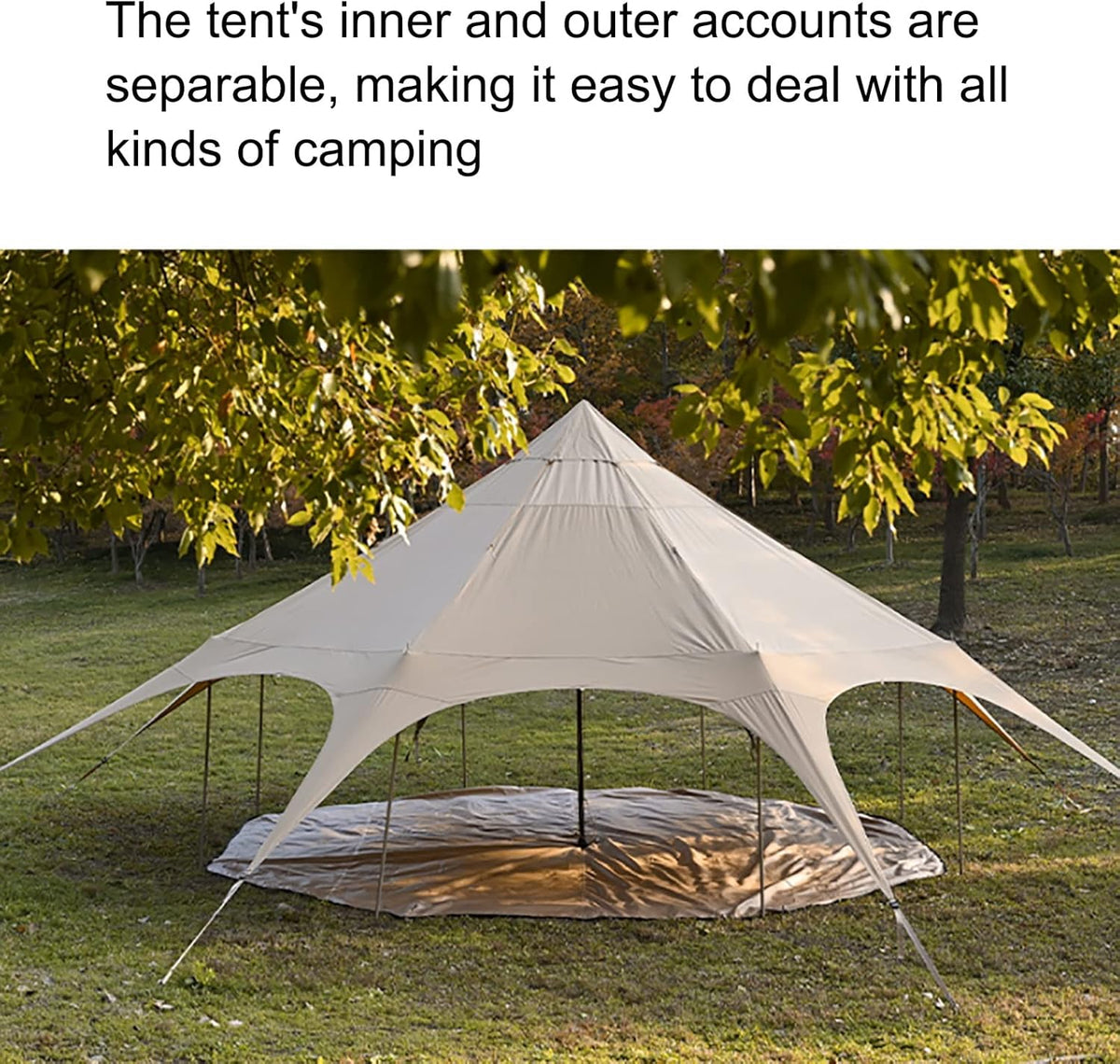 Beige 4 Season Cotton Canvas Bell Tent 8-10 Person I3118