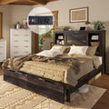 Grey King Bed Frame with Storage Drawers and Bookcase Headboard N95195