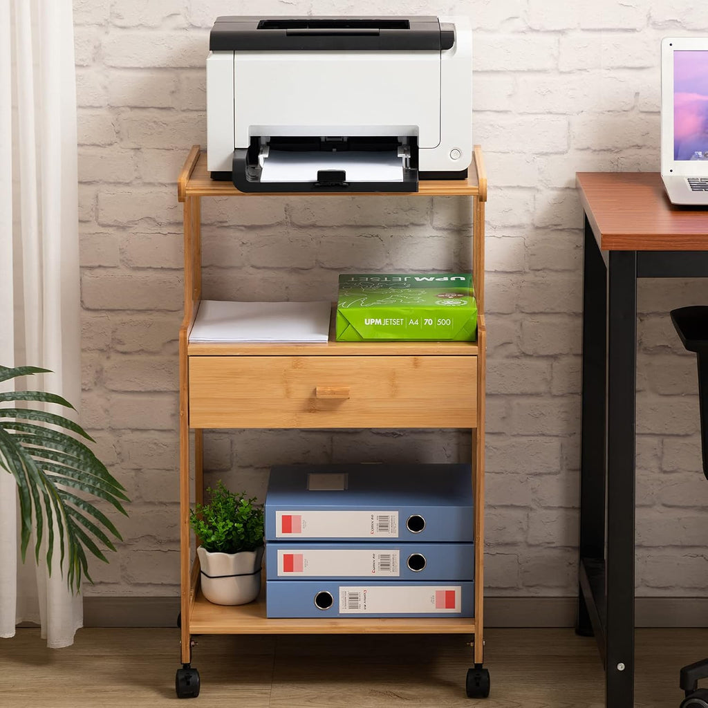 3-Tiers Mobile Printer Stand with Drawer V80983