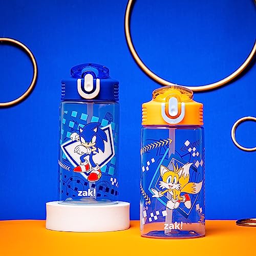 16 oz Pack of 2 Plastic Kids Water Bottle with Spout Cover and Carrying Loop N804