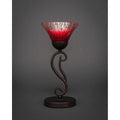 One Light Mini Table Lamp Bronze Finish with Raspberry Crystal Glass J3062