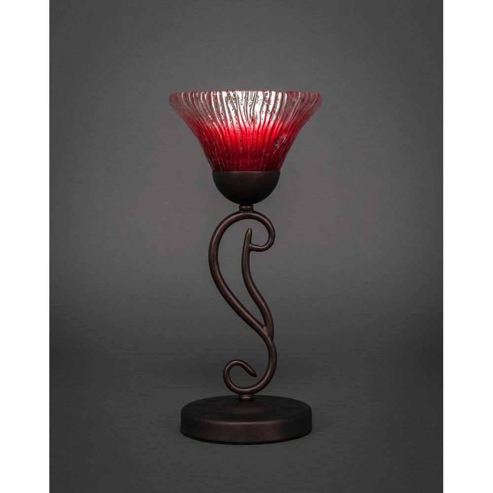 One Light Mini Table Lamp Bronze Finish with Raspberry Crystal Glass J3062